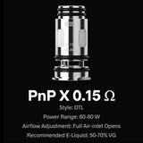 Voopoo PNP X 0.15 Ohm DTL Coil: 60-80W ORIGNAL |VAPE INDIA SMOKE
